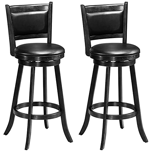 ERGOMASTER Swivel Barstools Set of 2 for Kitchen Island, Black